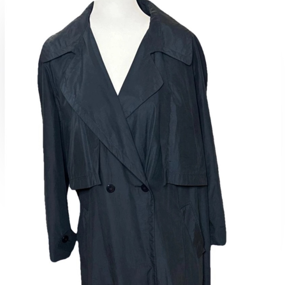 Auth New Fendi 360 Trench Coat oversized 42 IT Large L navy cotton flowy - Picture 8 of 9